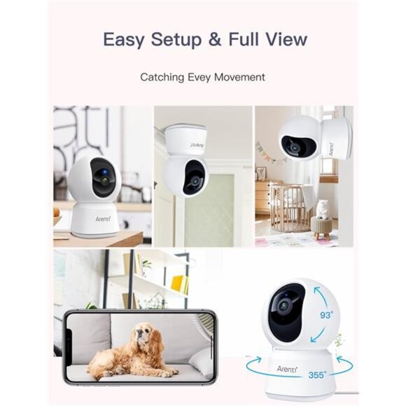 5ghz WiFi Security Camera Indoor, 4MP Plug-in Pet Dog Camera with Phone App - Picture 6 of 7